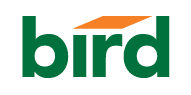 A green and orange logo for bird.